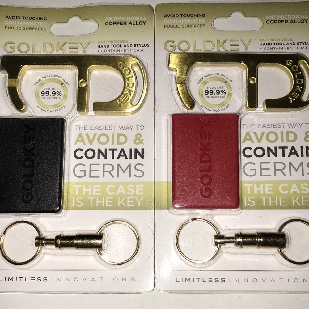 TWO Antimicrobial Key & Card Holder Set - Black & Red